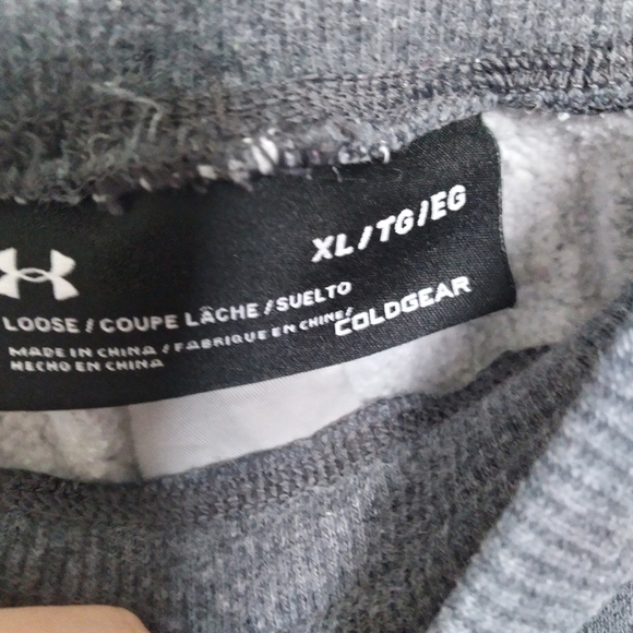 Under Armour Gray Loose Fit Fleece Lined Coldgear Sweatpants Size XL - Picture 8 of 9